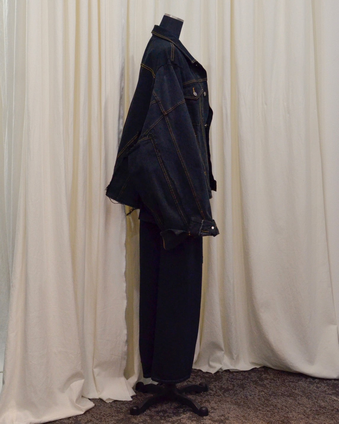RE-030-04 / rebuild kimono denim jacket overdye 【A】