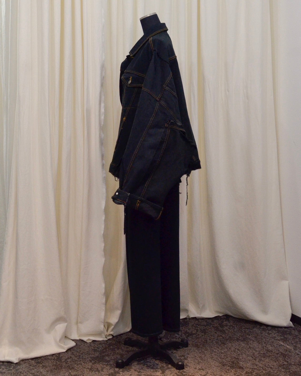 RE-030-04 / rebuild kimono denim jacket overdye 【A】