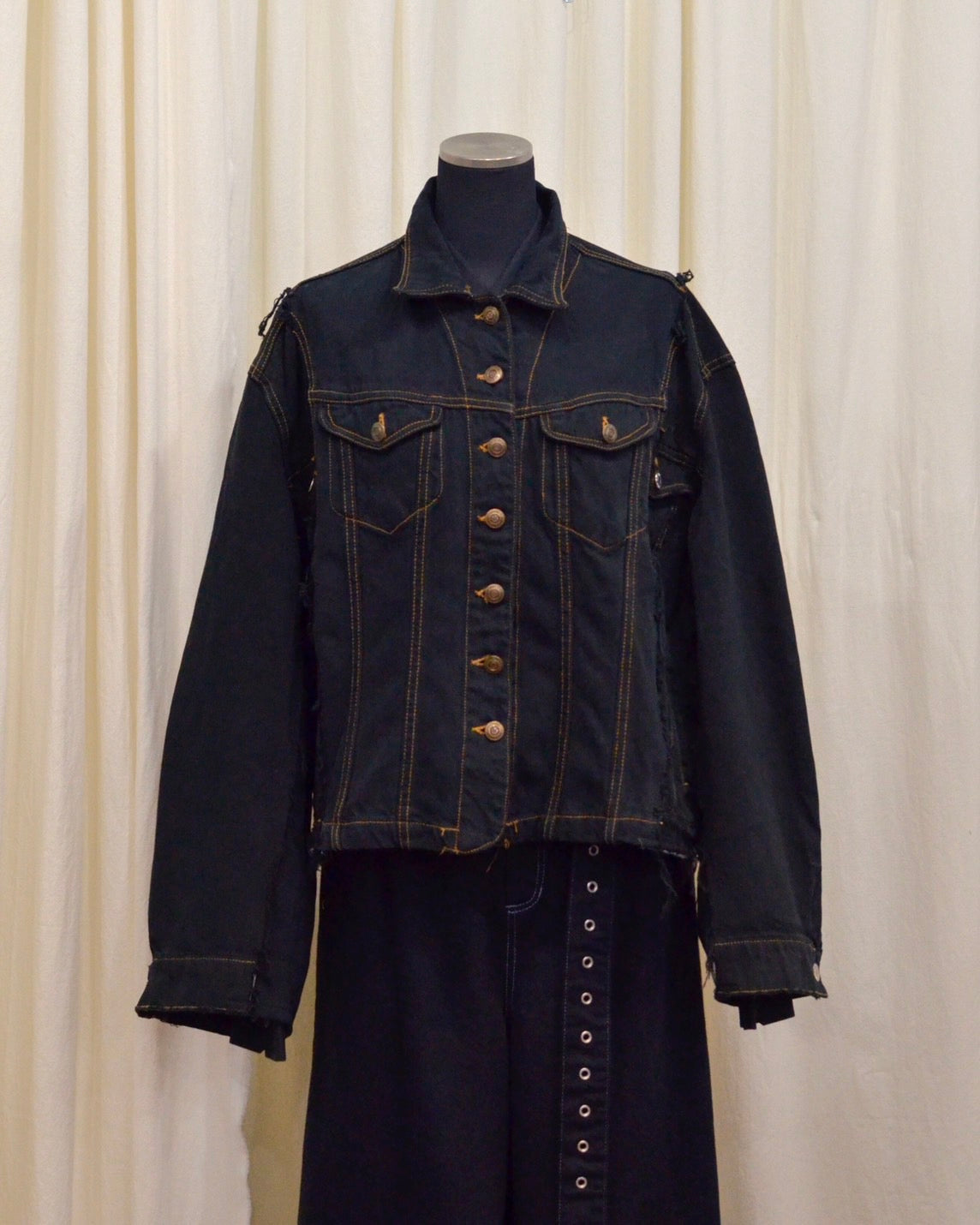 RE-030-04 / rebuild kimono denim jacket overdye 【B】
