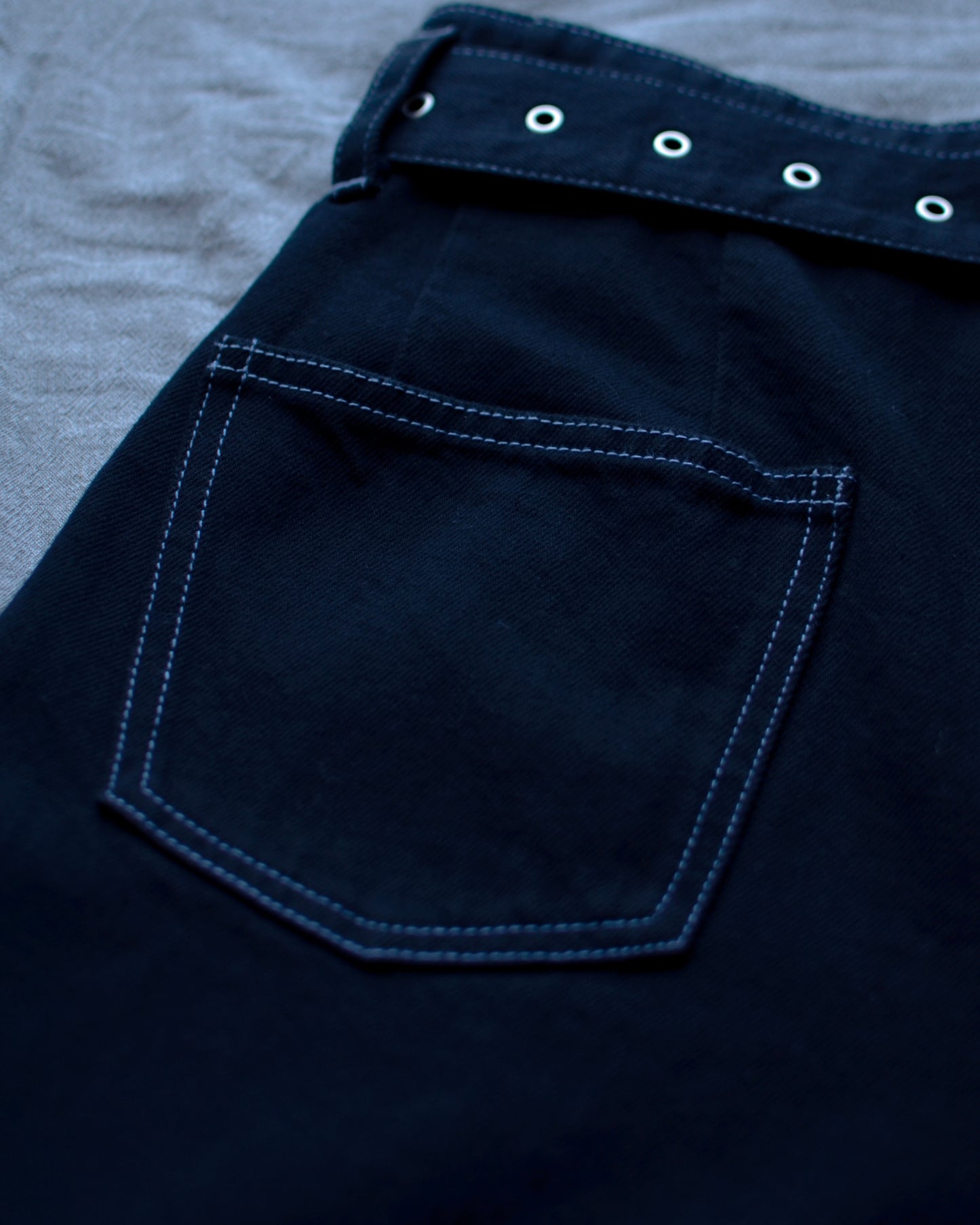 UE-004-BLK / denim hakama pant "overdye"