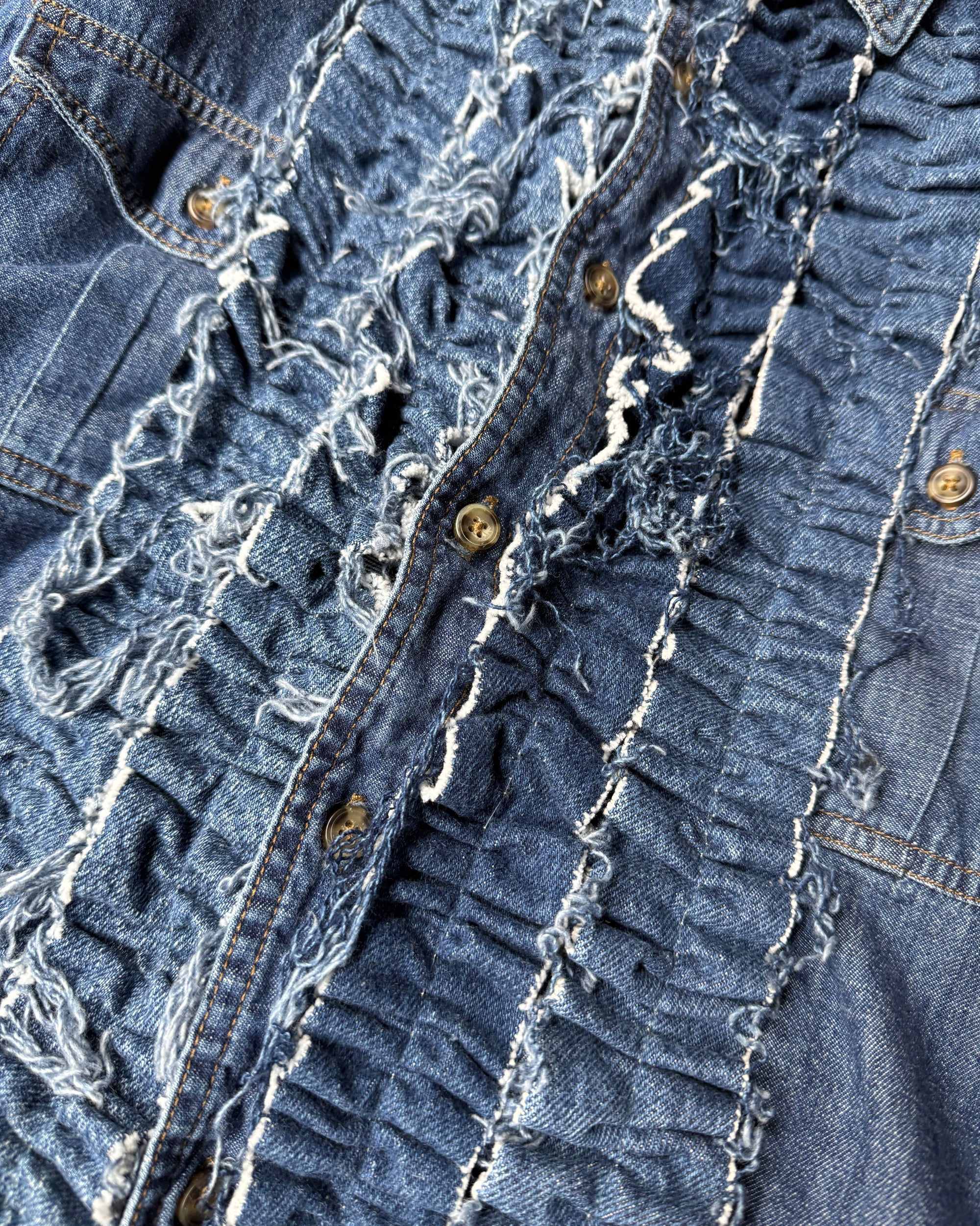 ID25-001-01-F / denim frill shirt【D】