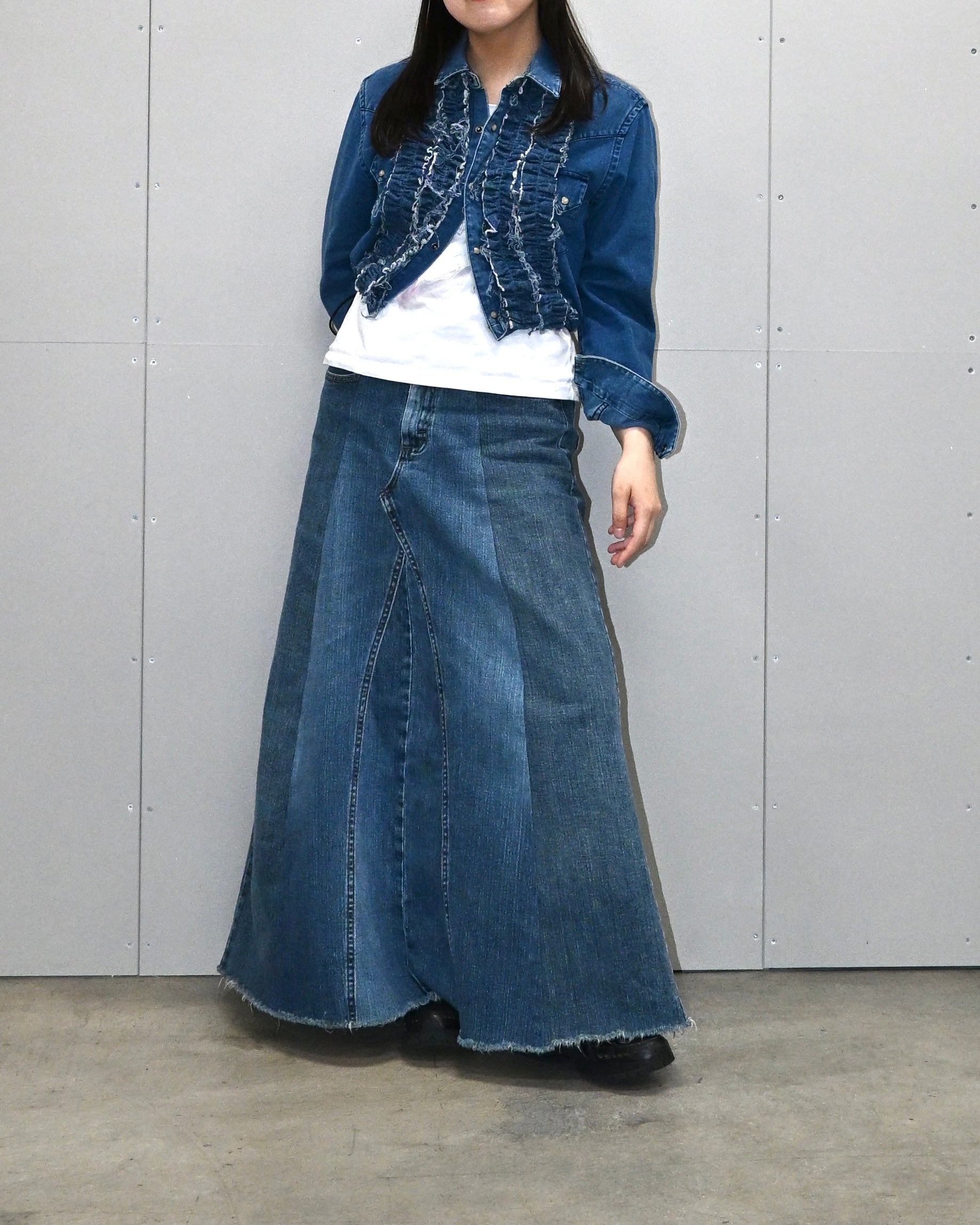 ID26-014-04-F / denim frill shirt 【B】