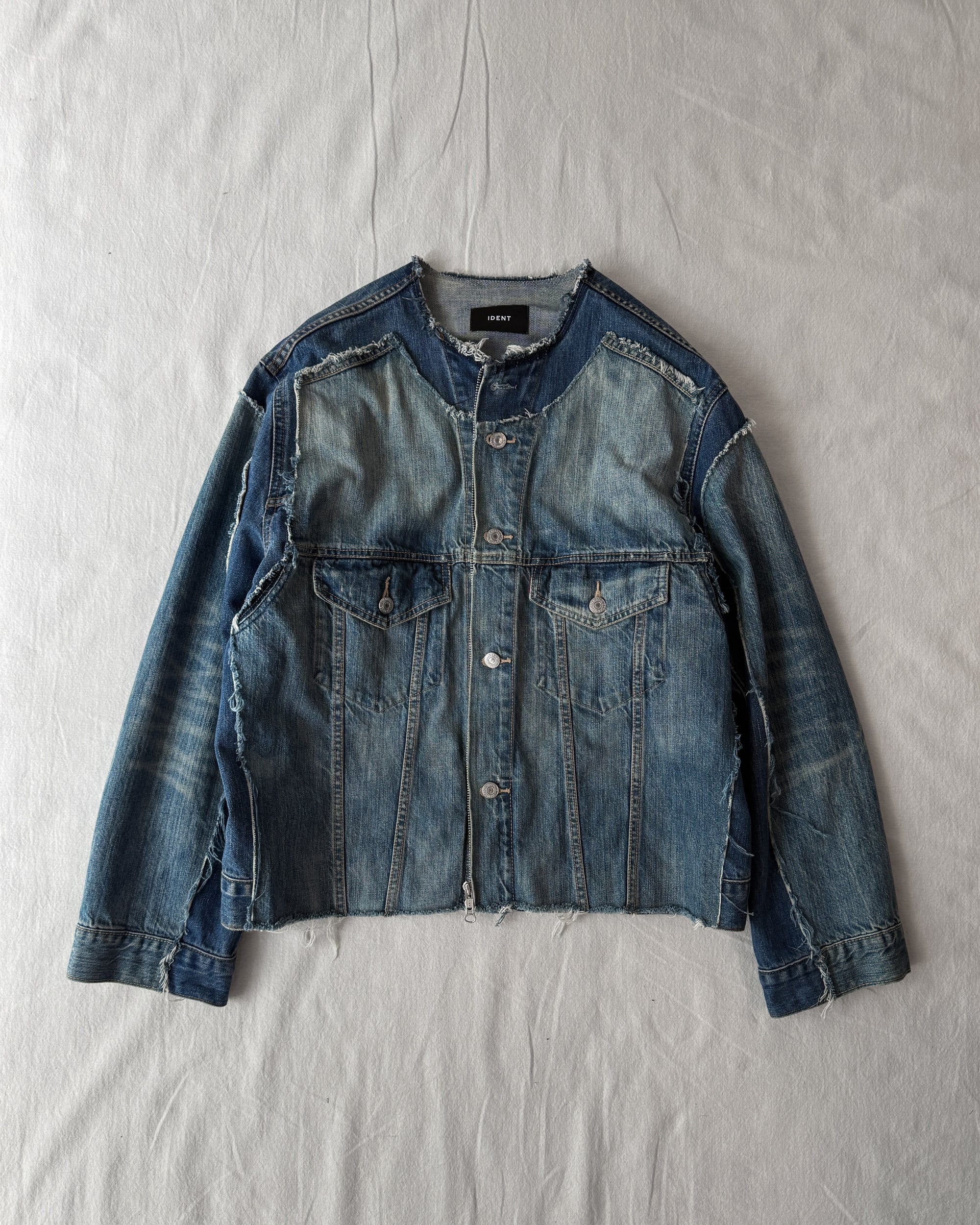 ID26-007-F / fake layered denim jacket【A】