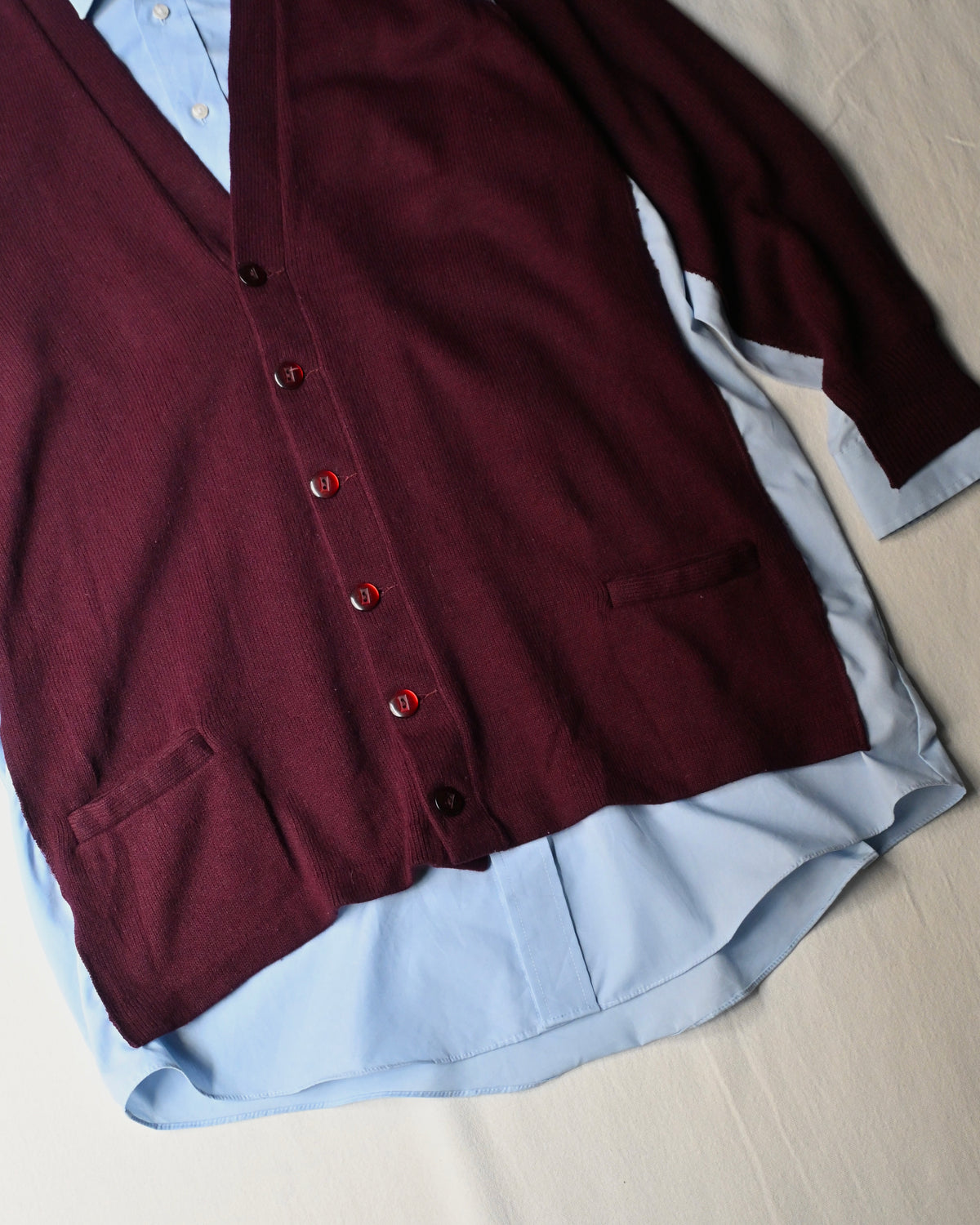 ID26-048-01-F / fake layered cardigan 【A】
