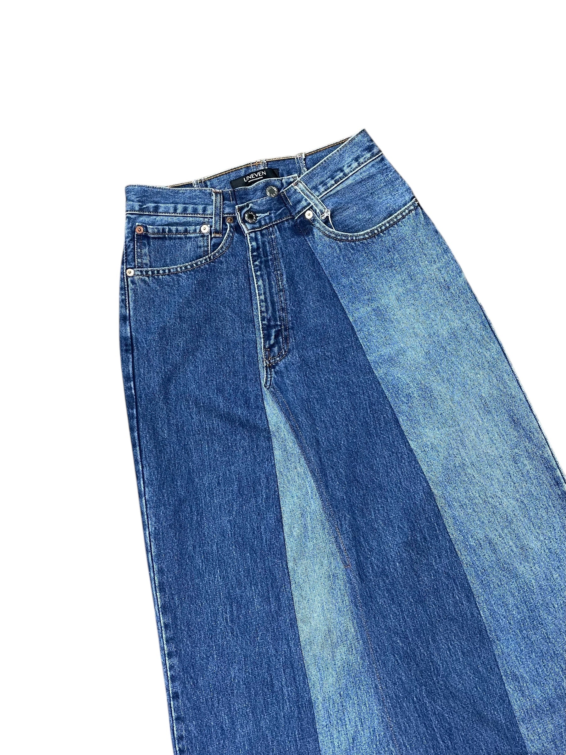 RE-028/asymmetry denim skirt【B】