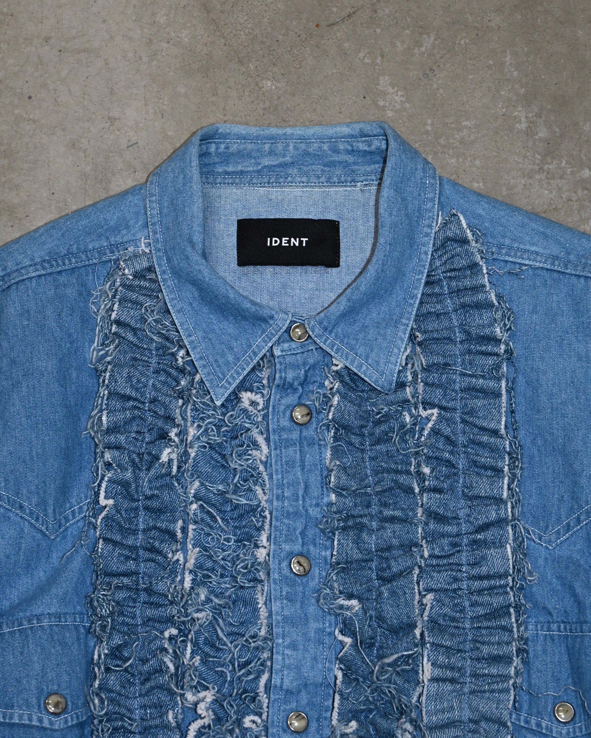 ID26-014-03-F / denim frill shirt 【B】