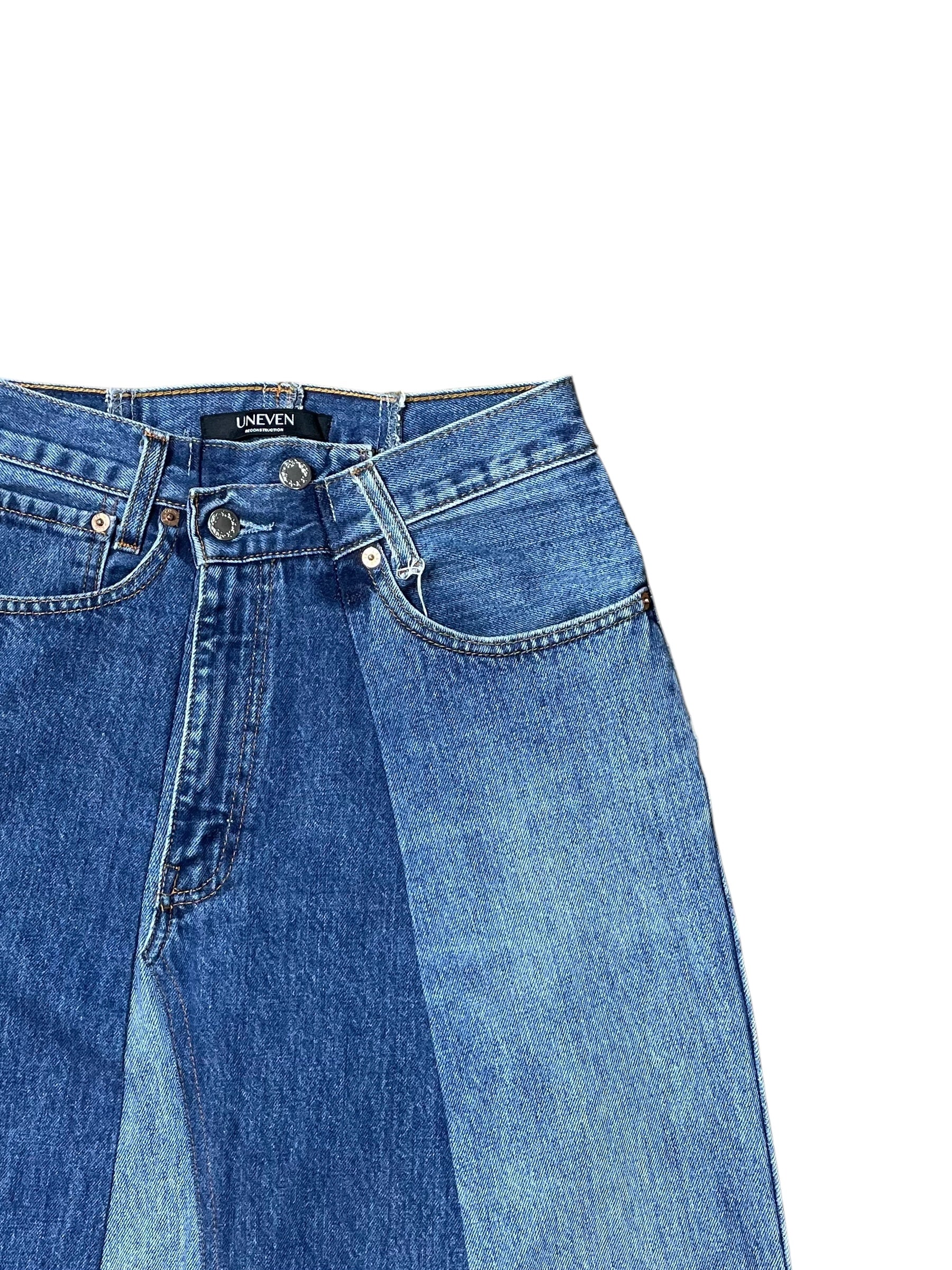 RE-028/asymmetry denim skirt【B】