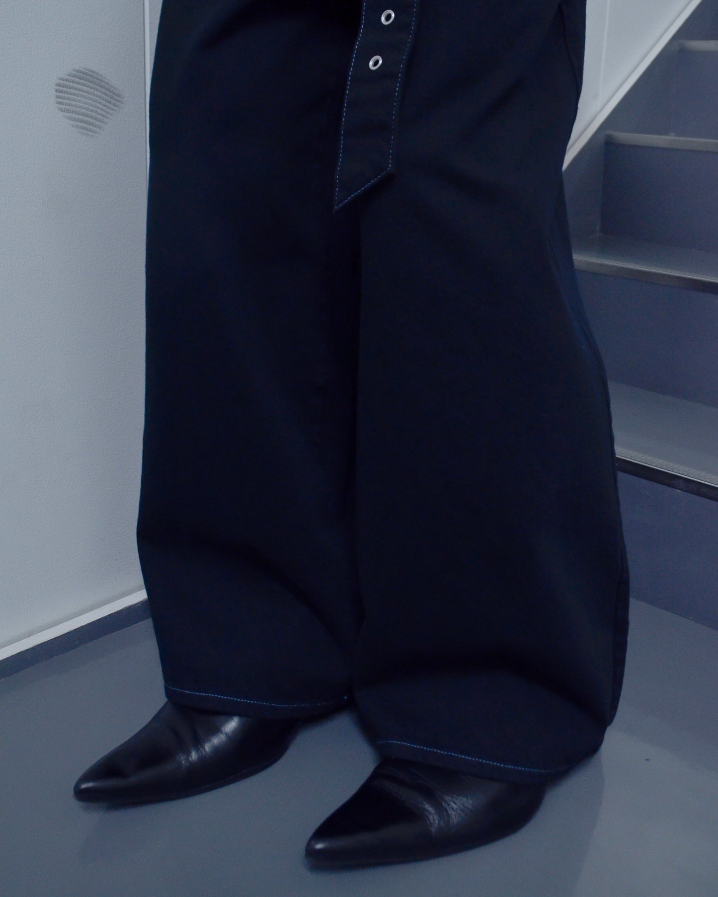 UE-004-BLK / denim hakama pant "overdye"