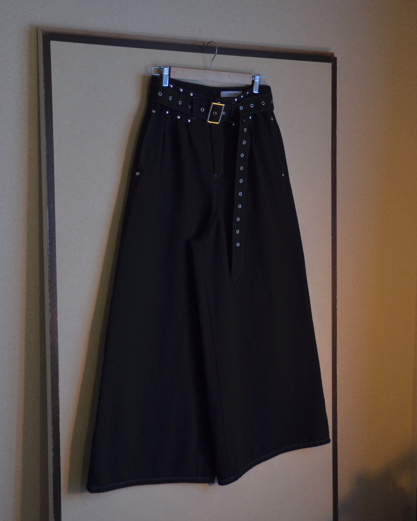 UE-004-BLK / denim hakama pant "overdye"