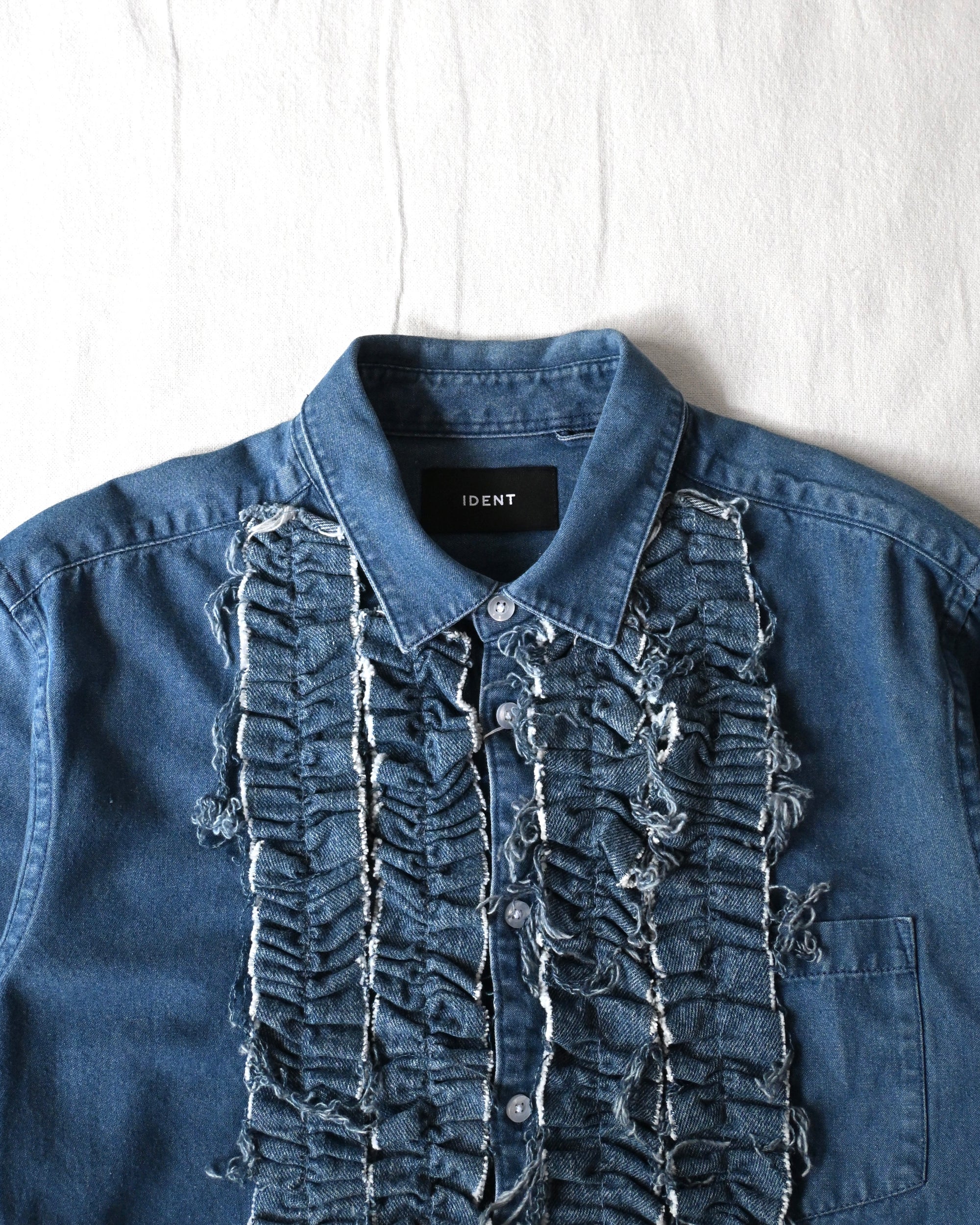 ID26-014-01-F / denim frill shirt 【A】