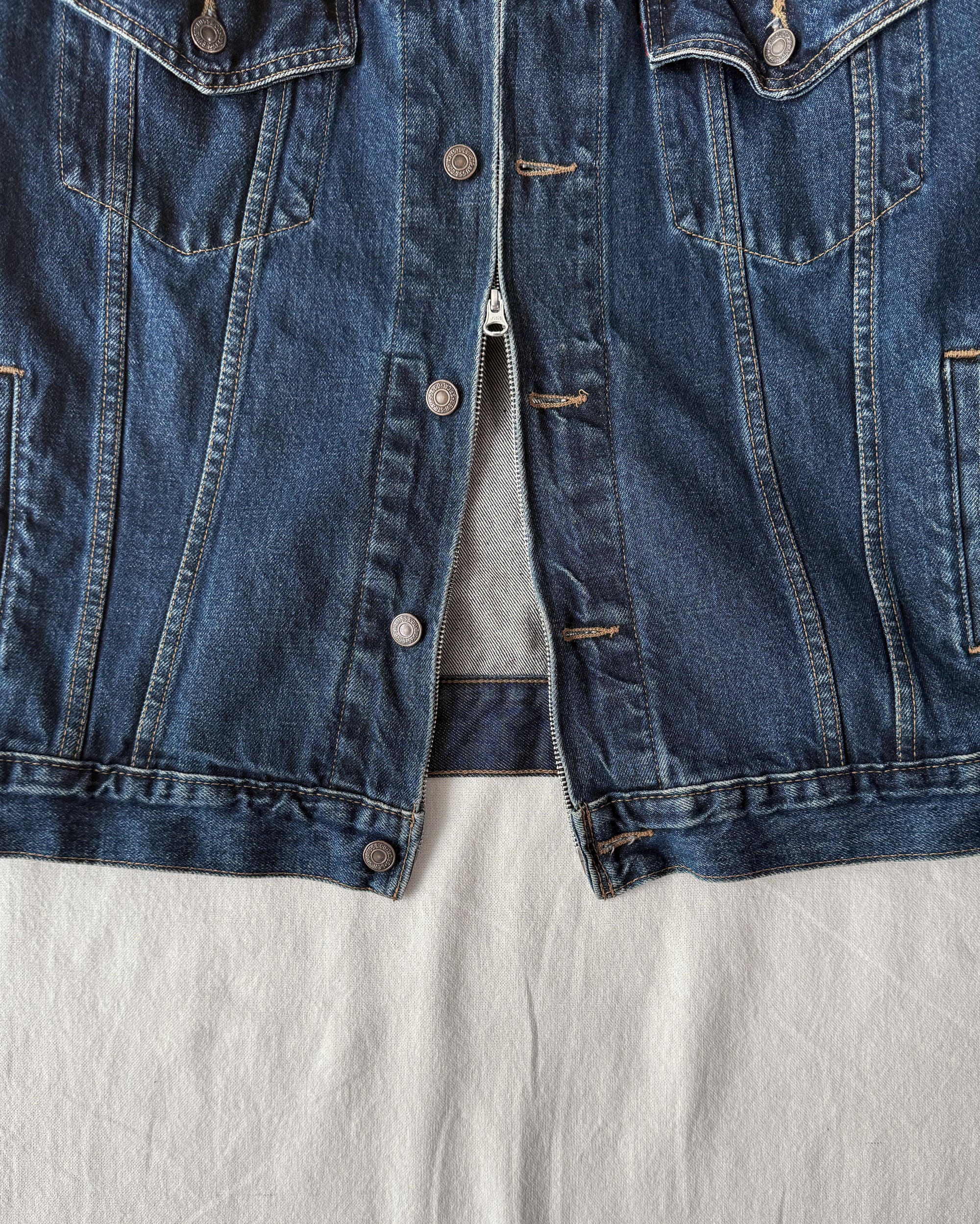 ID26-007-01-F / fake layered denim jacket【A】