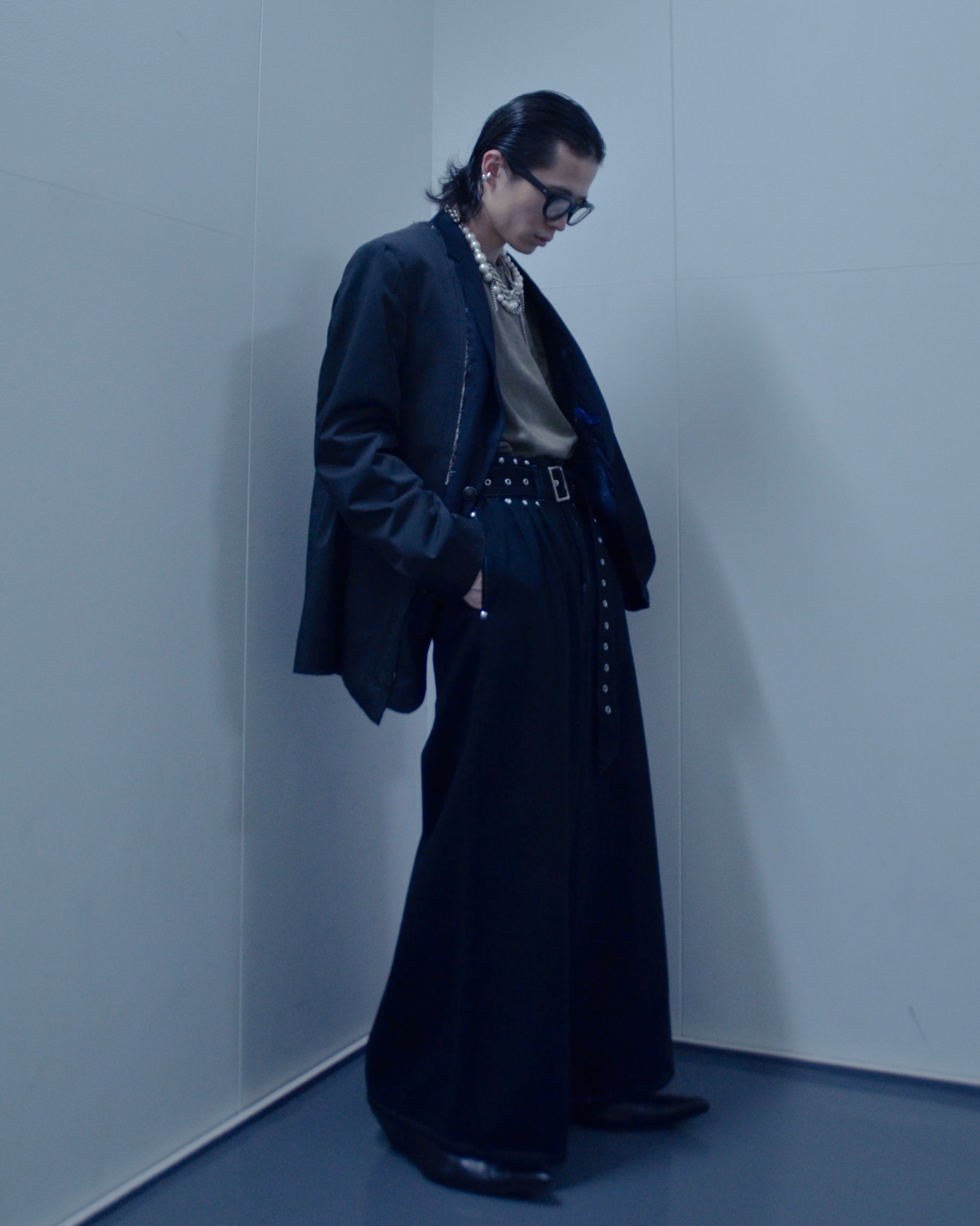 UE-004-BLK / denim hakama pant "overdye"