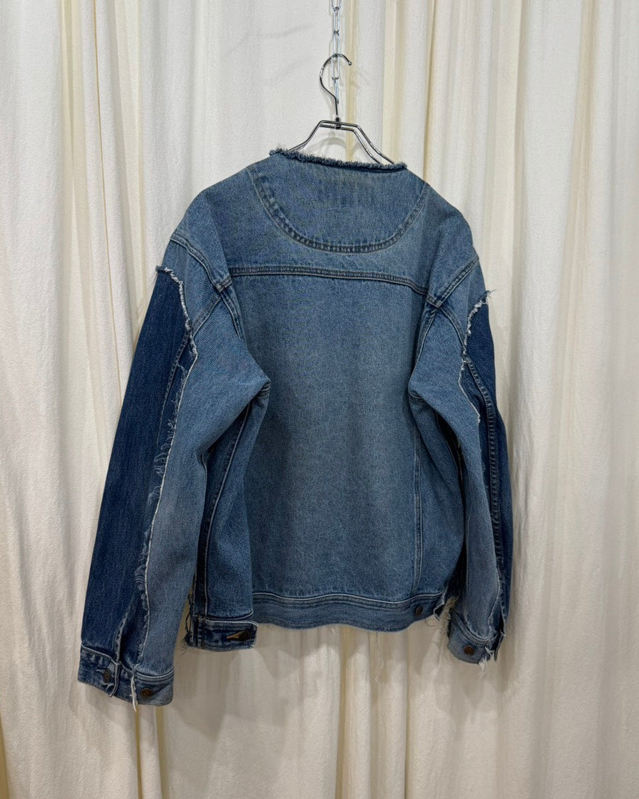 ID26-007-F / fake layered denim jacket【B】