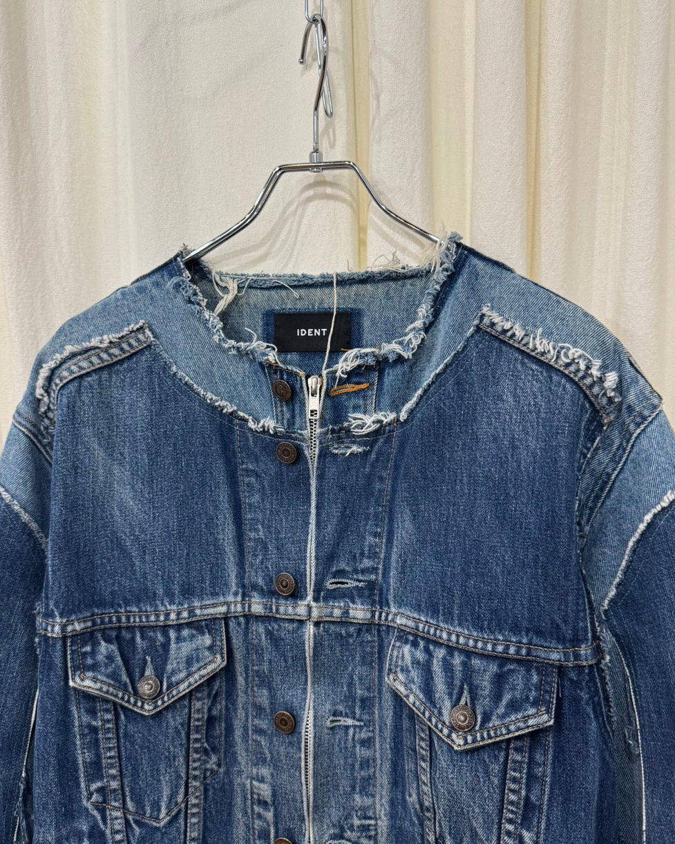 ID26-007-F / fake layered denim jacket【B】