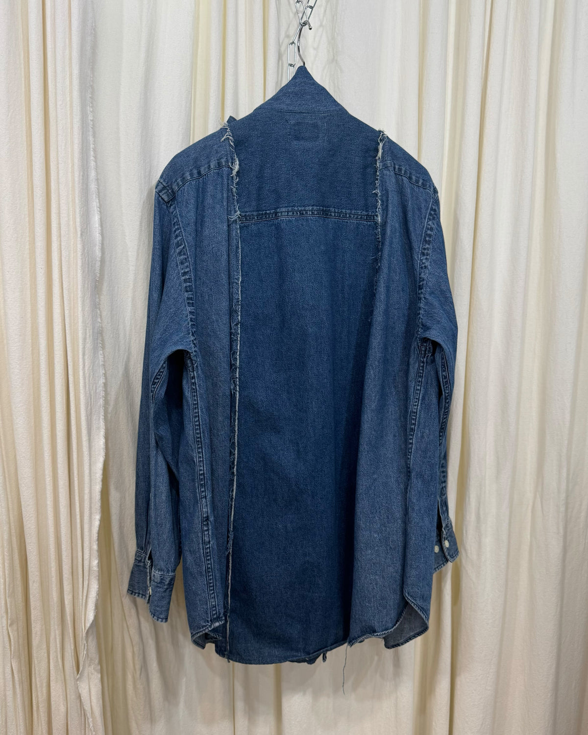 ID26-052-F / ribbon neck denim shirt【A】