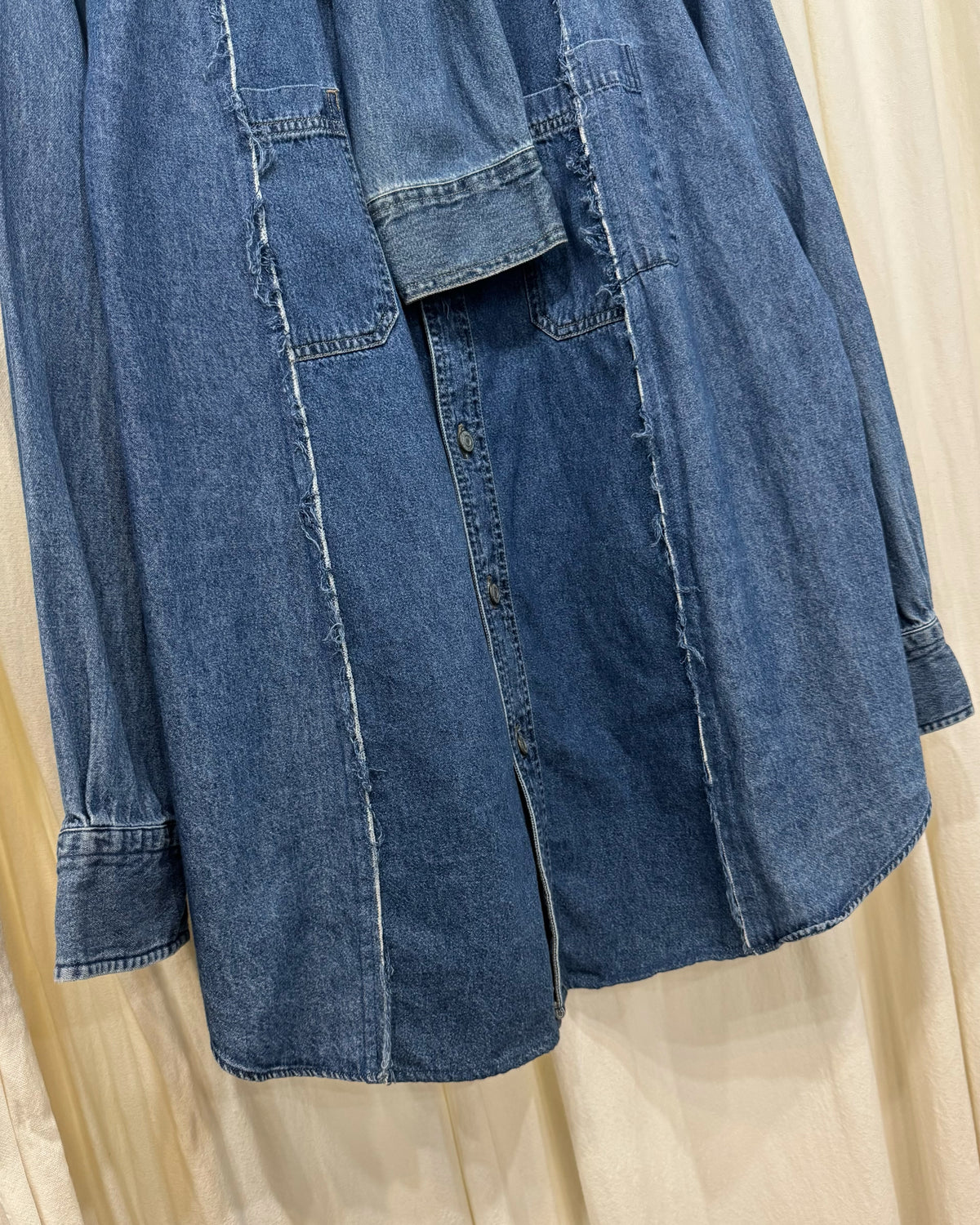 ID26-052-F / ribbon neck denim shirt【A】