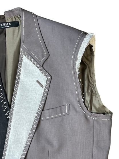 RE-015/hand stitch asymmetry vest【B】