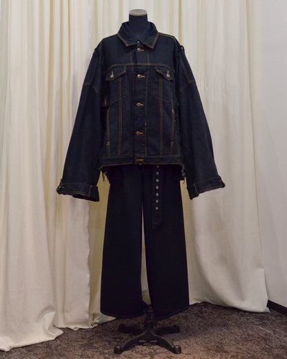 RE-030-04 / rebuild kimono denim jacket overdye 【A】