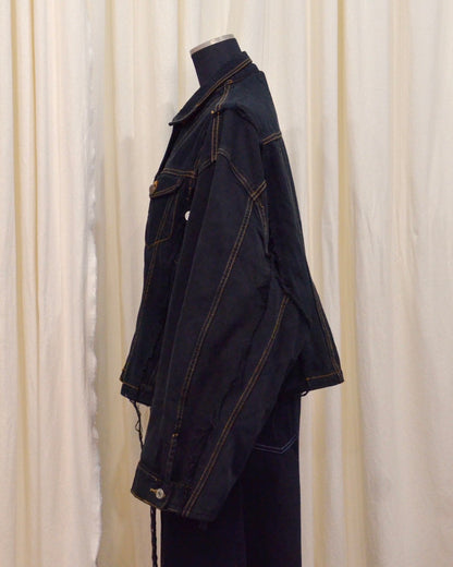 RE-030-04 / rebuild kimono denim jacket overdye 【B】