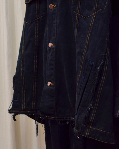 RE-030-04 / rebuild kimono denim jacket overdye 【C】