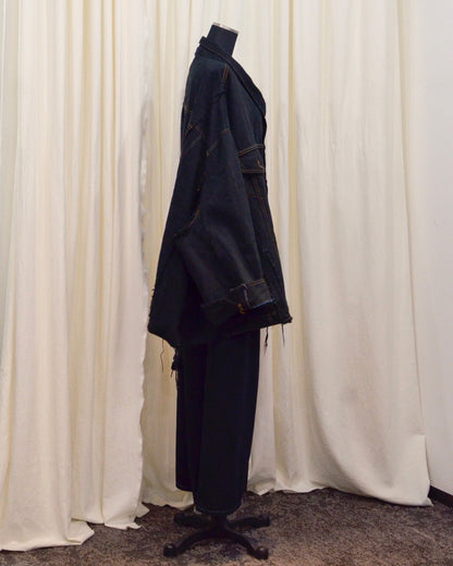 RE-030-04 / rebuild kimono denim jacket overdye 【C】
