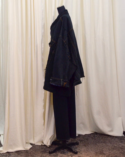 RE-030-04 / rebuild kimono denim jacket overdye 【C】
