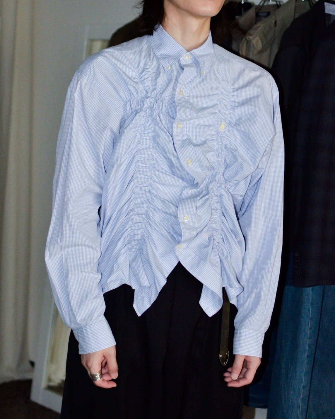 RE-054 / shirring plaid shirt【A】