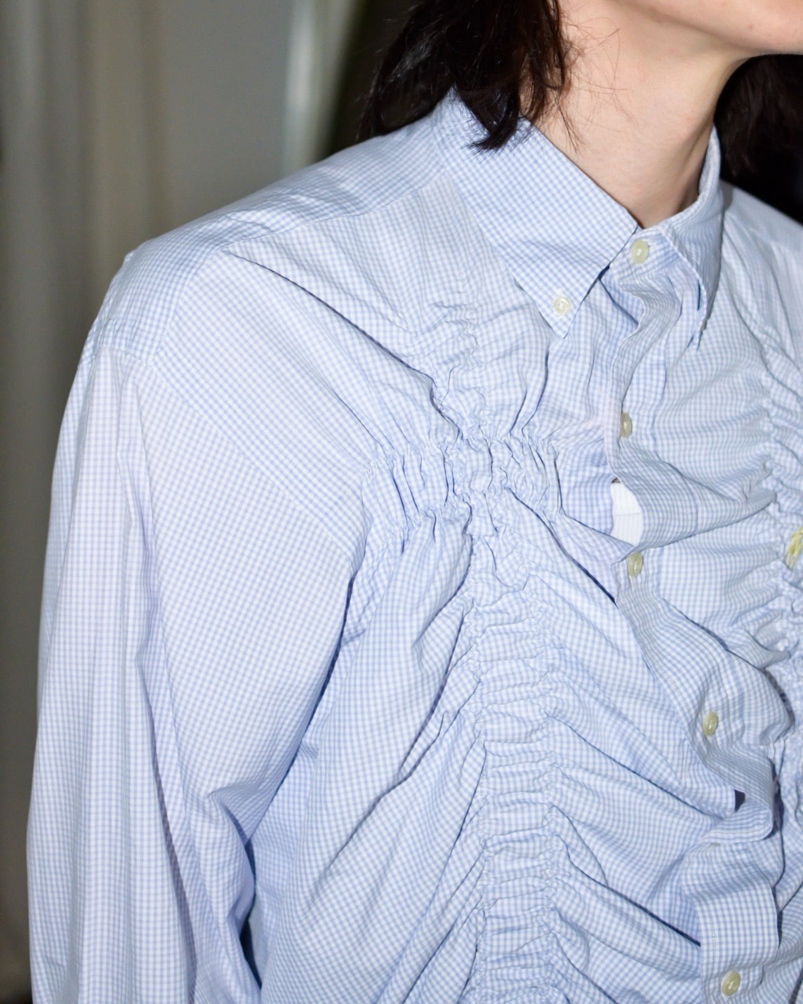 RE-054 / shirring plaid shirt【A】