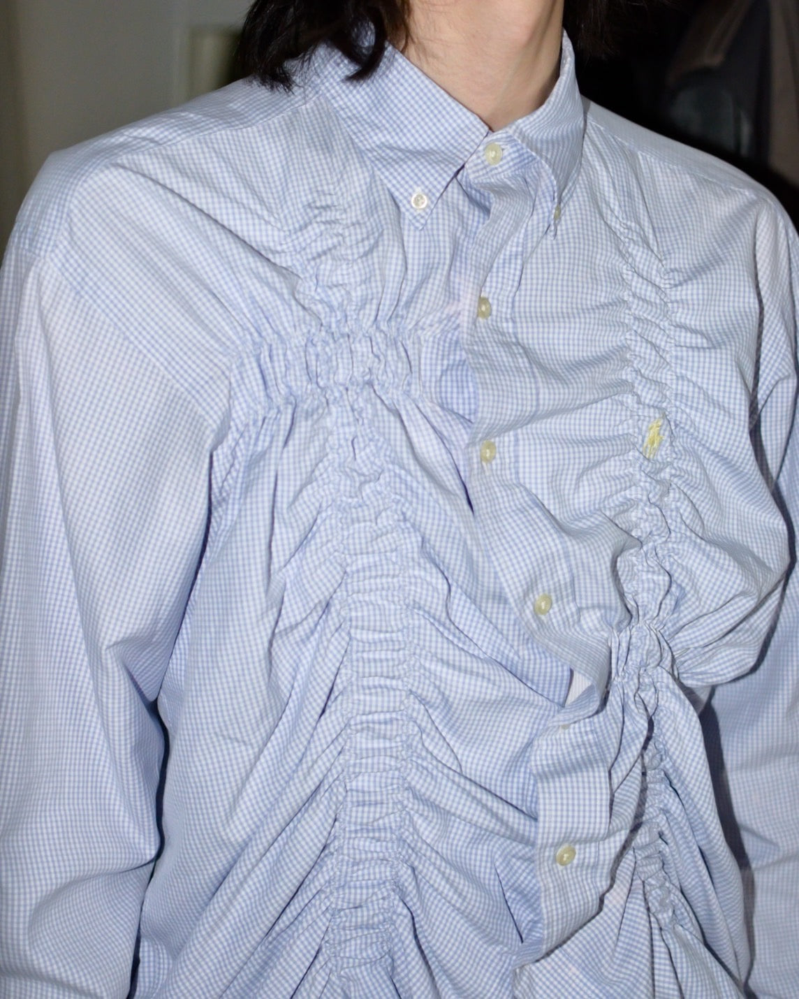 RE-054 / shirring plaid shirt【A】