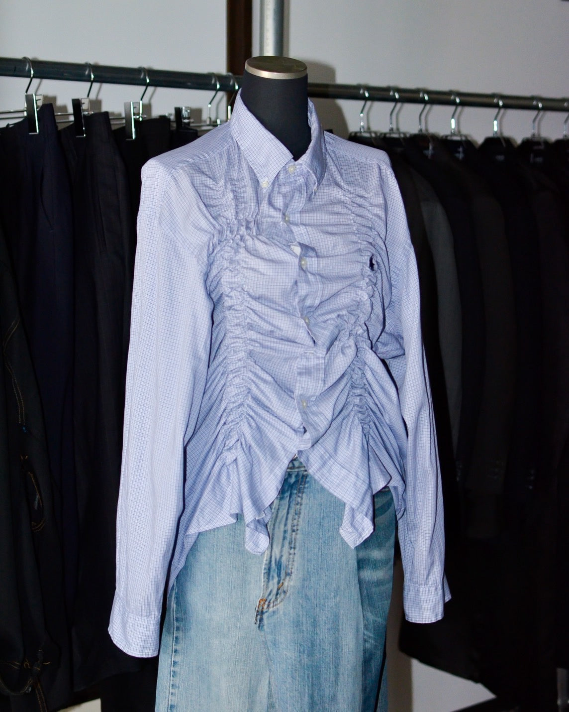 RE-054 / shirring plaid shirt【B】