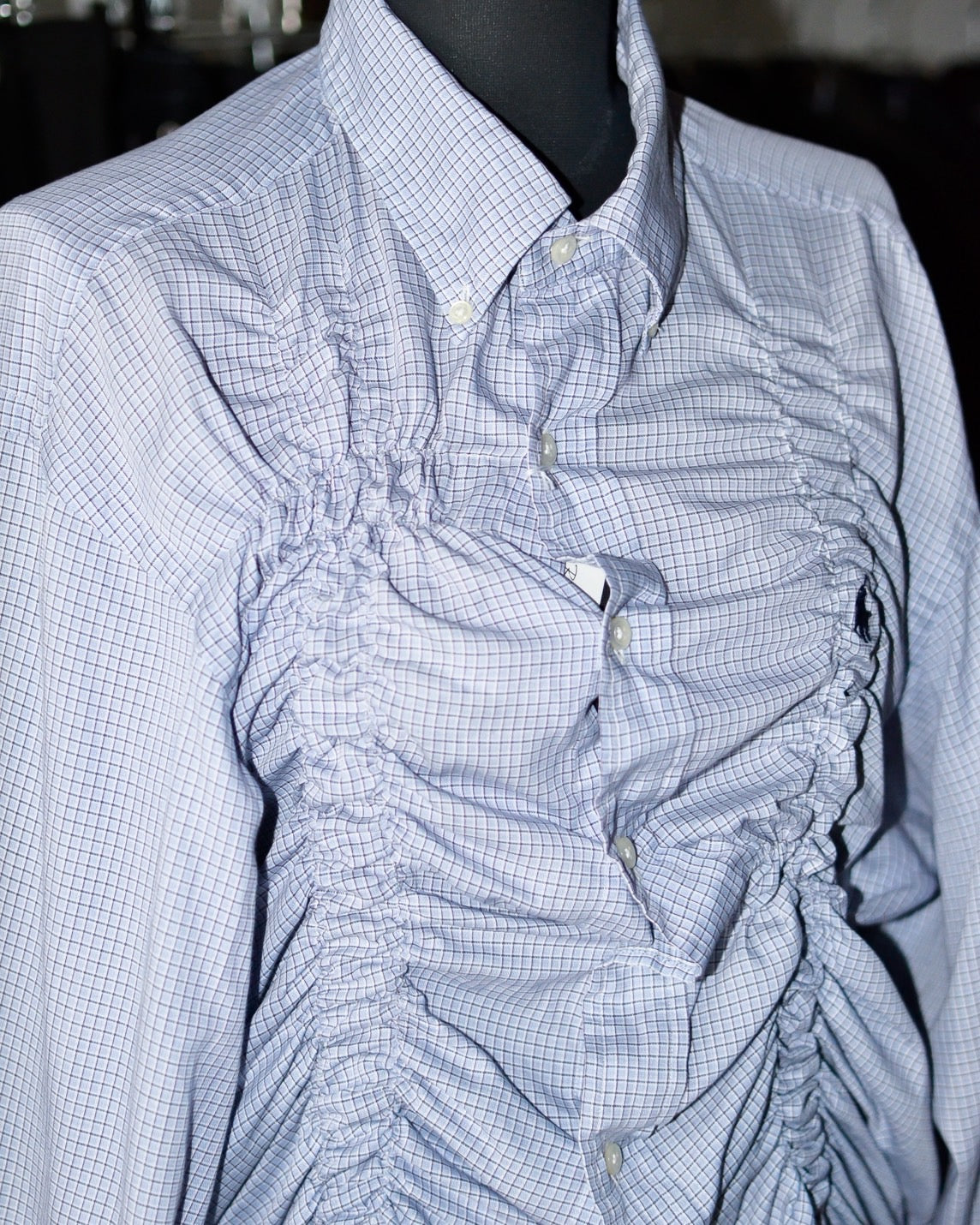 RE-054 / shirring plaid shirt【B】