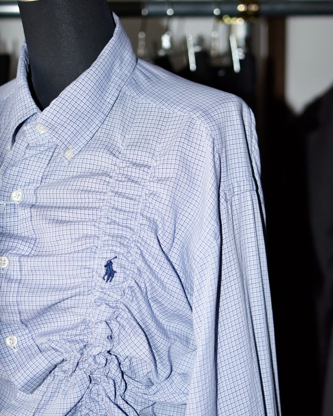 RE-054 / shirring plaid shirt【B】